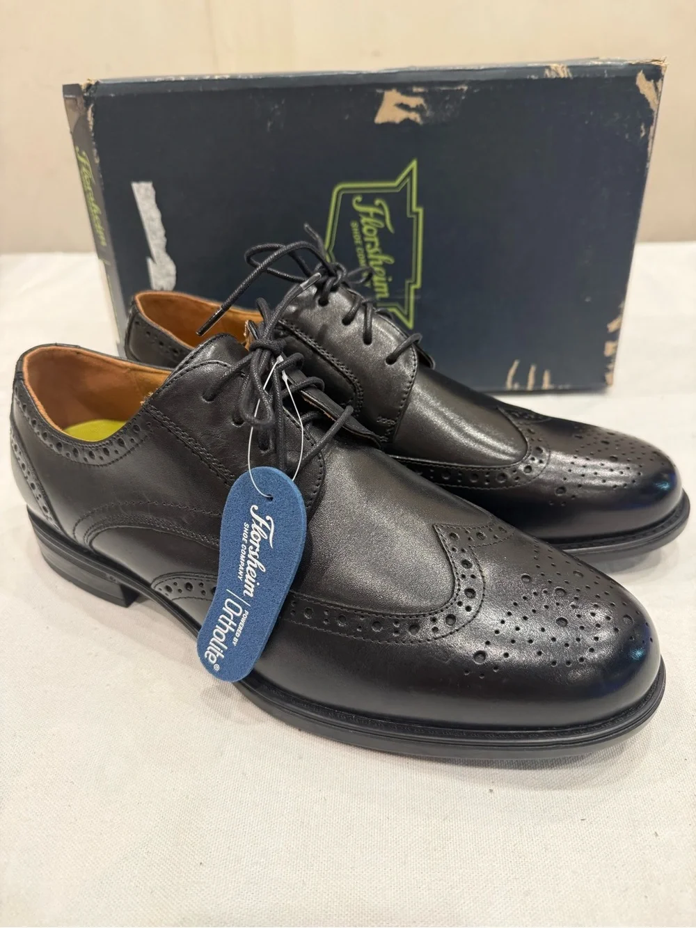 Florsheim Medfield Wing Ox Size 9.5 Extra Wide 3E Color Black New w/ Box Damage